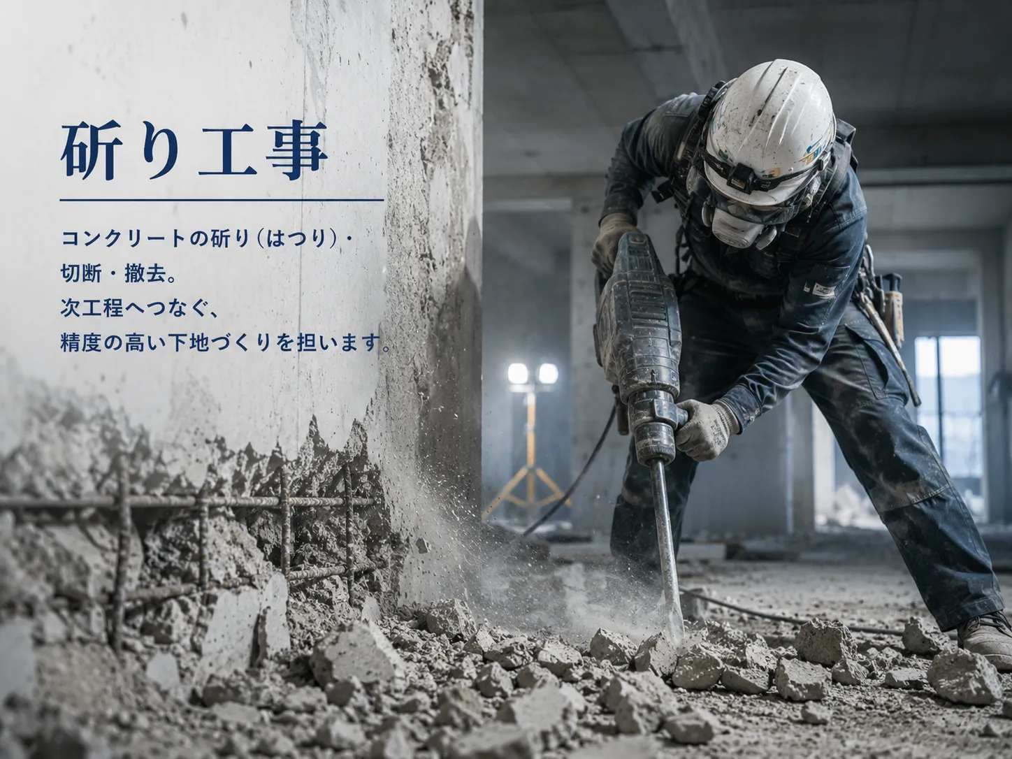 斫り工事の施工イメージ